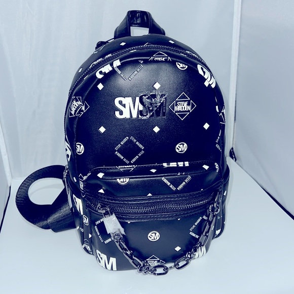 Steve Madden Logo Black and White Backpack
